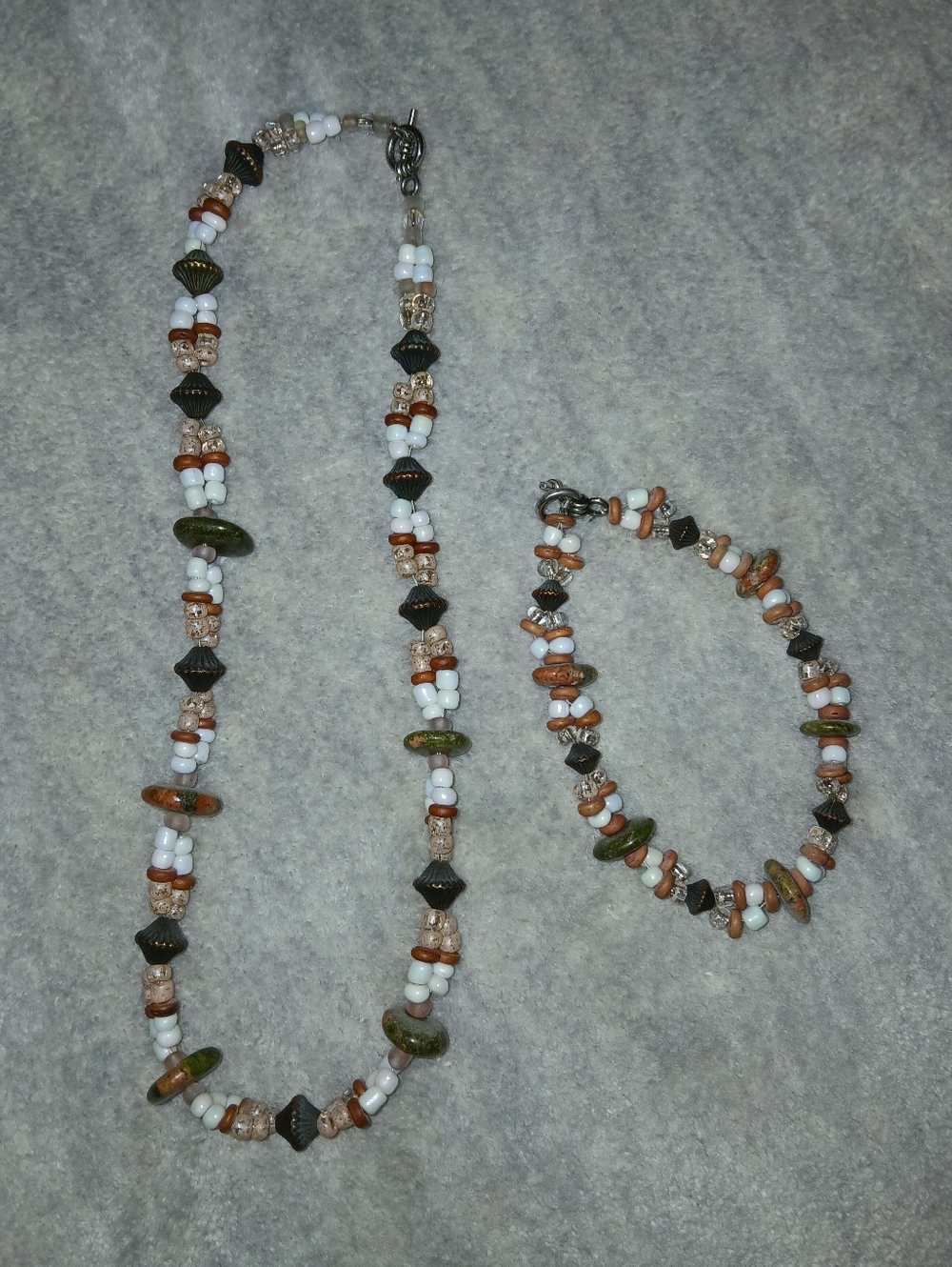 Handcrafted Multicolor Beaded Necklace and Bracelet Set